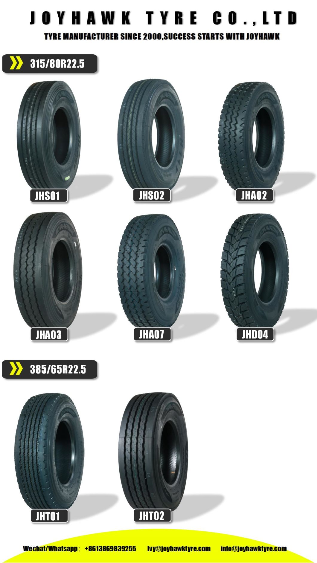 315/80r22.5 12r22.5 11.00r20 12.00r20 11r22.5 Long Hual Joyhawk Truck Tyre,